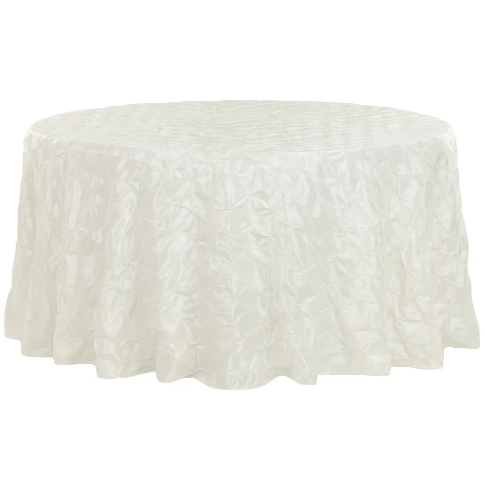 120" Pinchwheel Round Tablecloth - Ivory