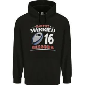 16 Year Wedding Anniversary 16th Rugby Mens 80% Cotton Hoodie