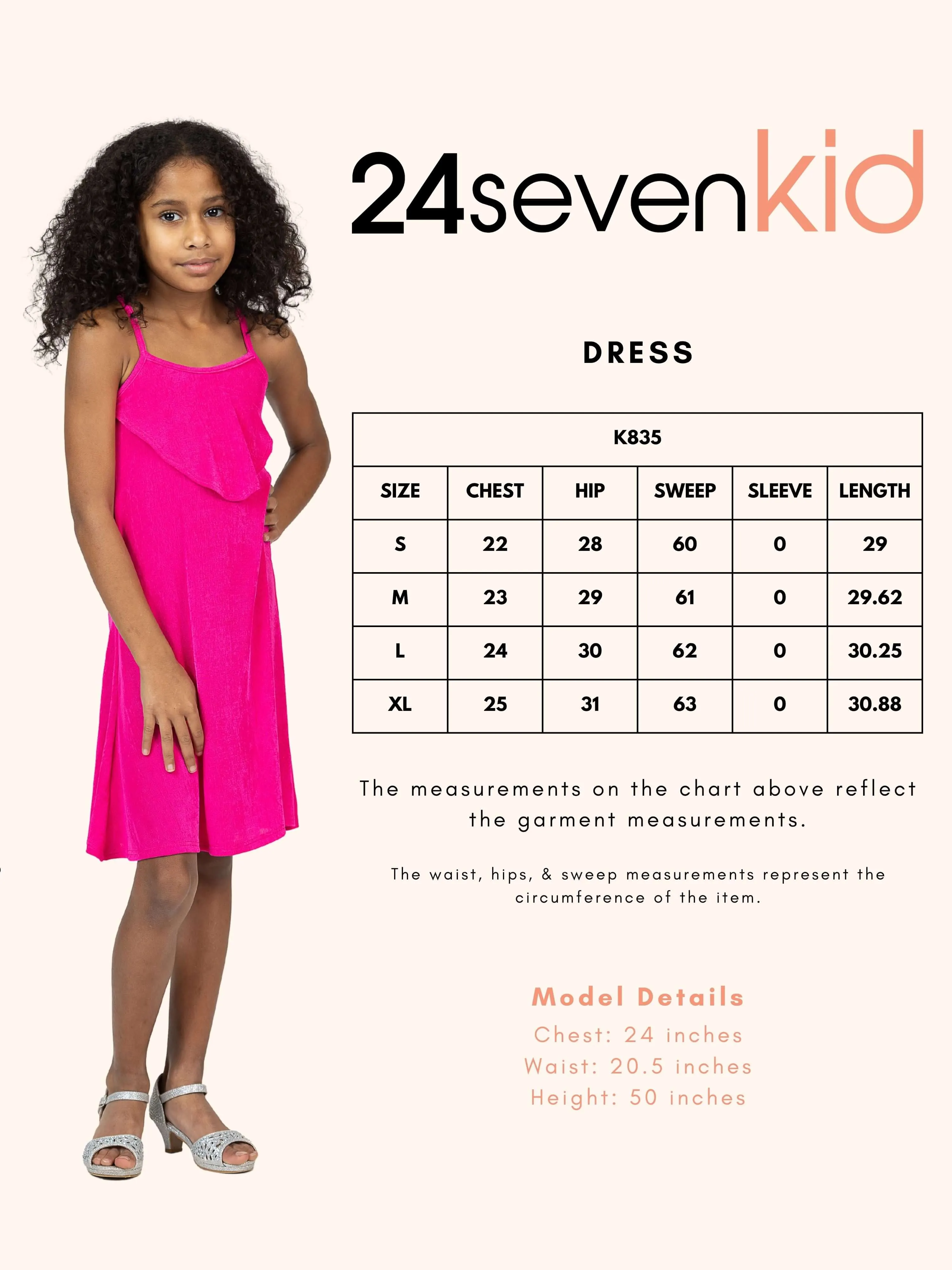 24sevenkid Girls Shimmery Spaghetti Strap Knee Length Dress