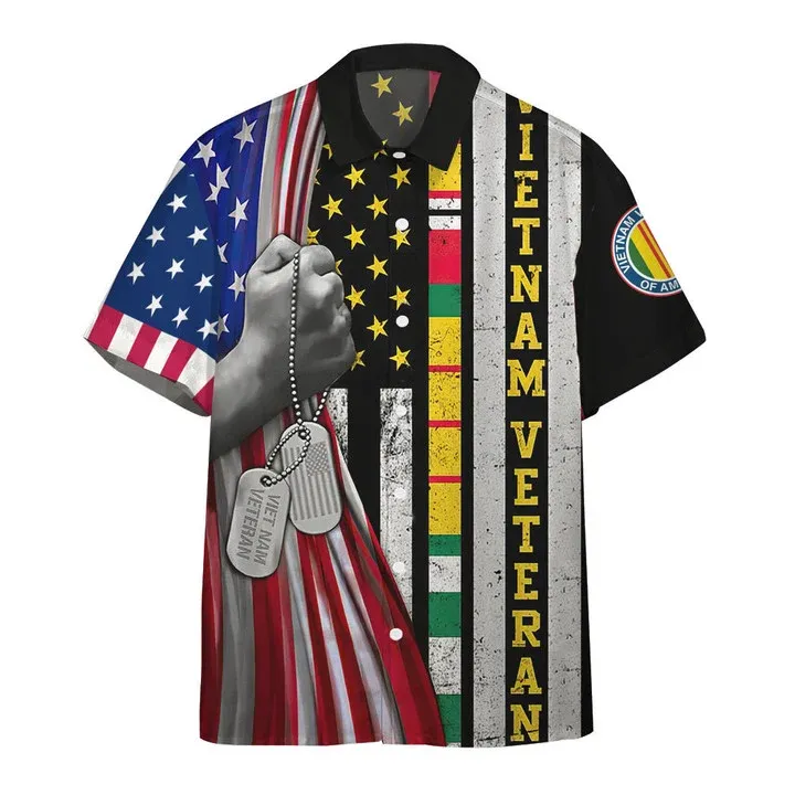 3D Vietnam Veteran Flags Custom Hawaiian Shirt