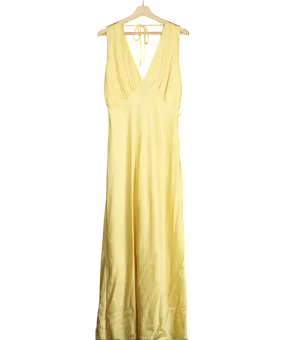 Abercrombie & Fitch Yellow Plunge Cowl Back Maxi Dress UK L