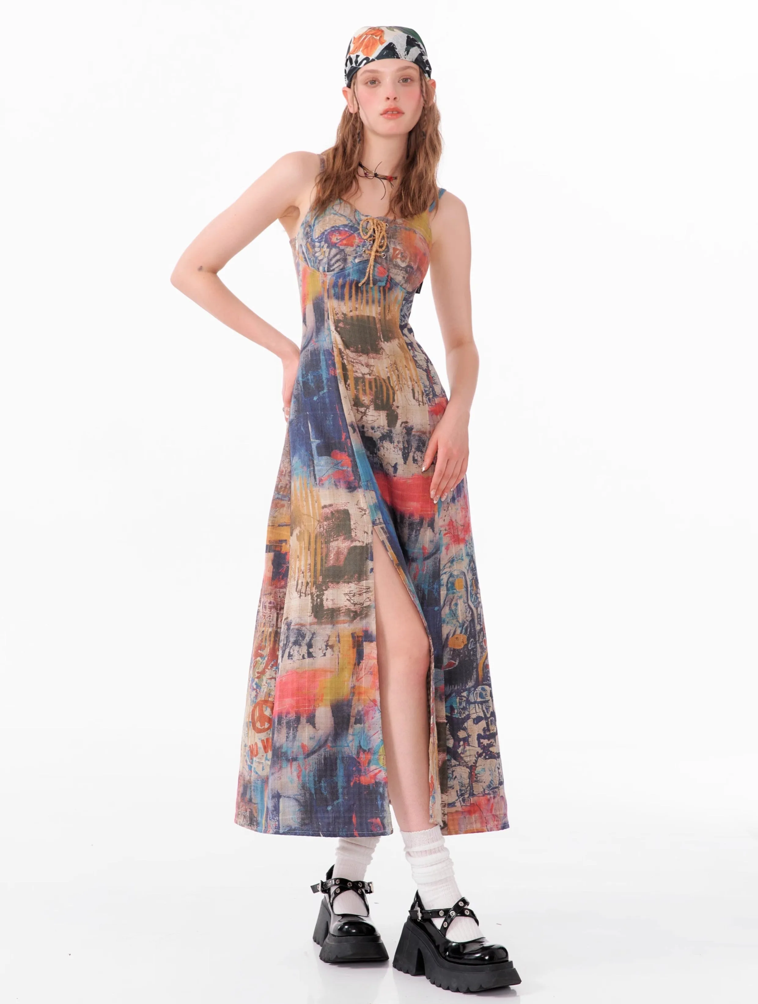 Abstract Print Maxi Dress