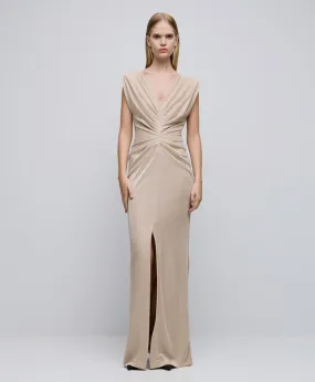 Access Gold Long Shimmering Dress