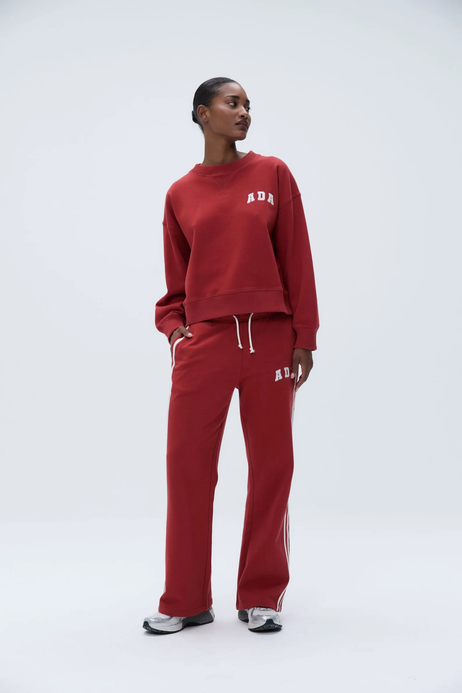 ADA Stitch Loose Fit Sweatshirt - Vintage Red/Marshmallow White