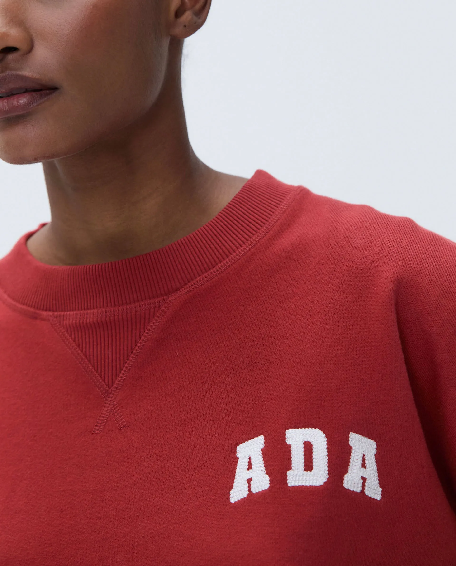 ADA Stitch Loose Fit Sweatshirt - Vintage Red/Marshmallow White