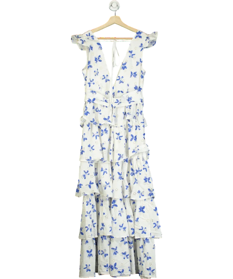 ALB Anne Louise Blue & White Floral Maxi Dress UK 10