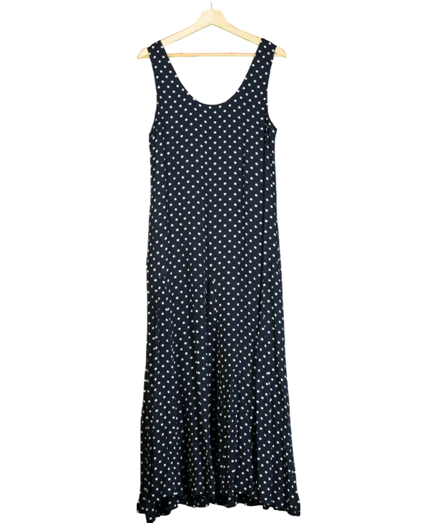 Albaray Blue Spot Godet Maxi Dress, Navy/white UK 12