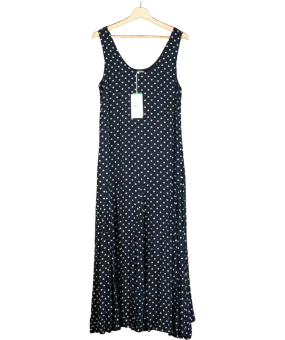 Albaray Blue Spot Godet Maxi Dress, Navy/white UK 12