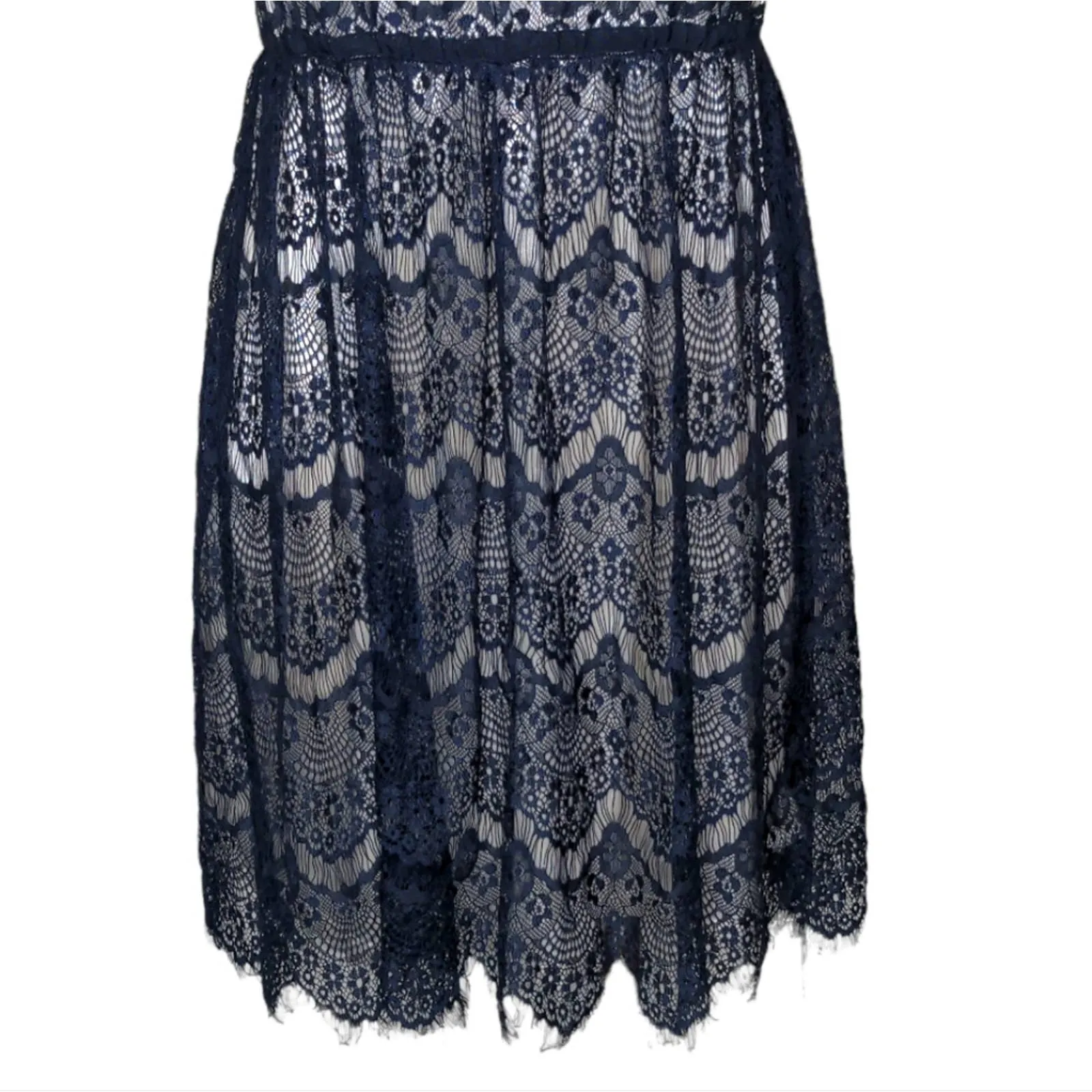 ALTAR'D STATE Navy Blue Lace Sleeveless Dress Fringe Large