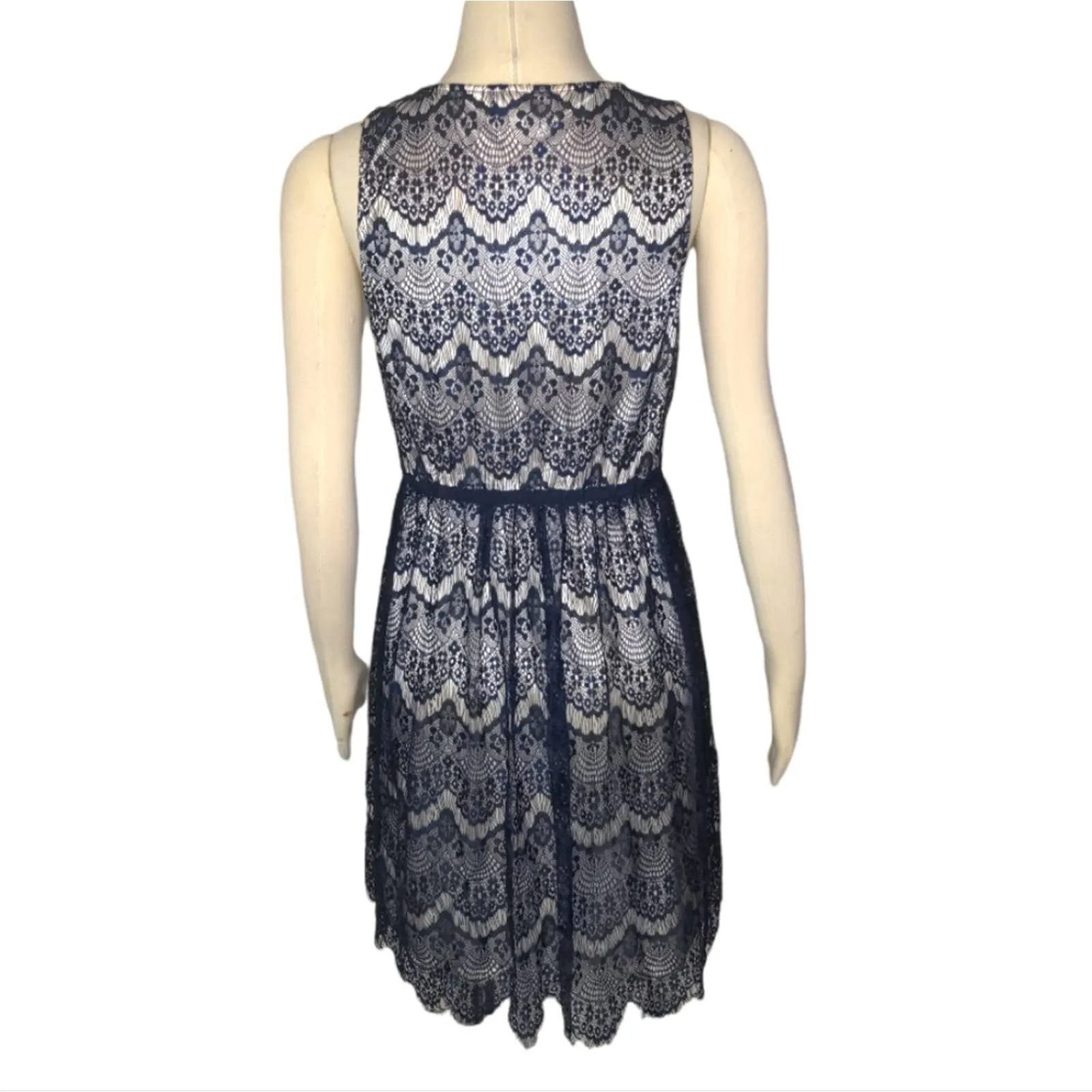 ALTAR'D STATE Navy Blue Lace Sleeveless Dress Fringe Large