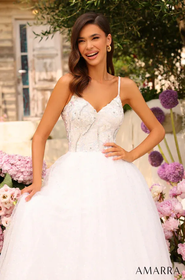 Amarra 94020 Long Prom Dress  Ballgown Sweetheart Neckline Beaded Straps Tulle Lace Formal Pageant Gown