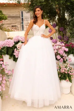 Amarra 94020 Long Prom Dress  Ballgown Sweetheart Neckline Beaded Straps Tulle Lace Formal Pageant Gown