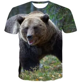 Animal T shirts Men Bear Tshirts Cool Funny Tshirt Printed Lovely Tshirt Anime Anime Shirt Print Short Sleeve Hip hop Men Tops