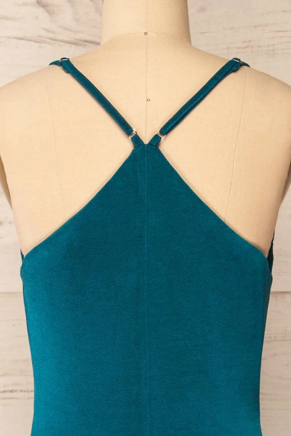 Ardoz Teal | Shimmery Midi Dress w/ Cowl Neck