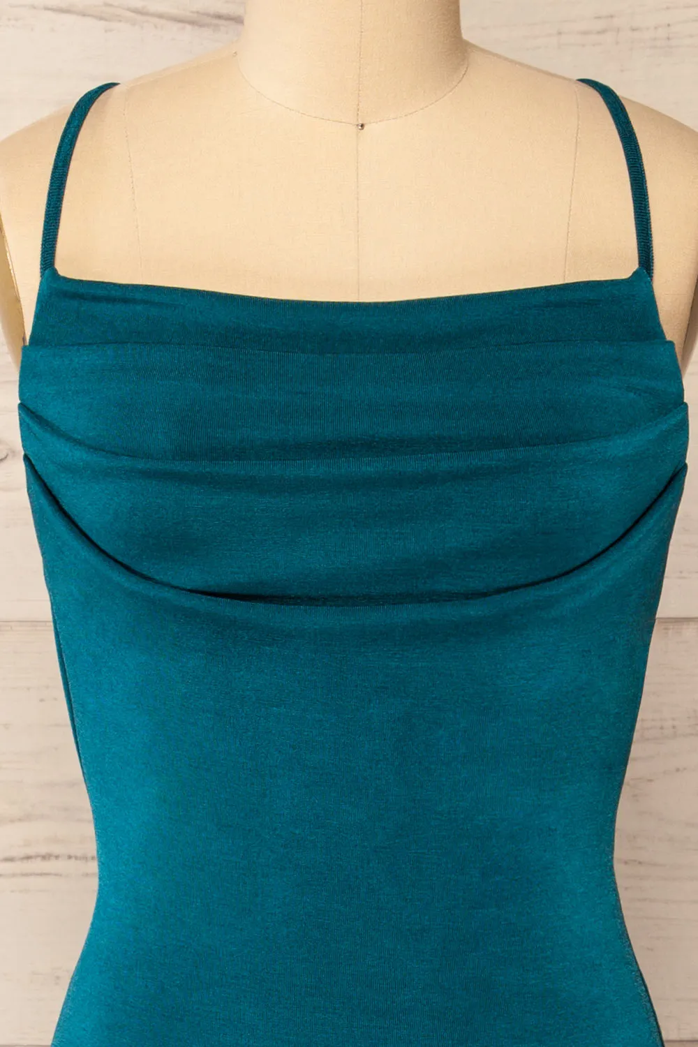 Ardoz Teal | Shimmery Midi Dress w/ Cowl Neck