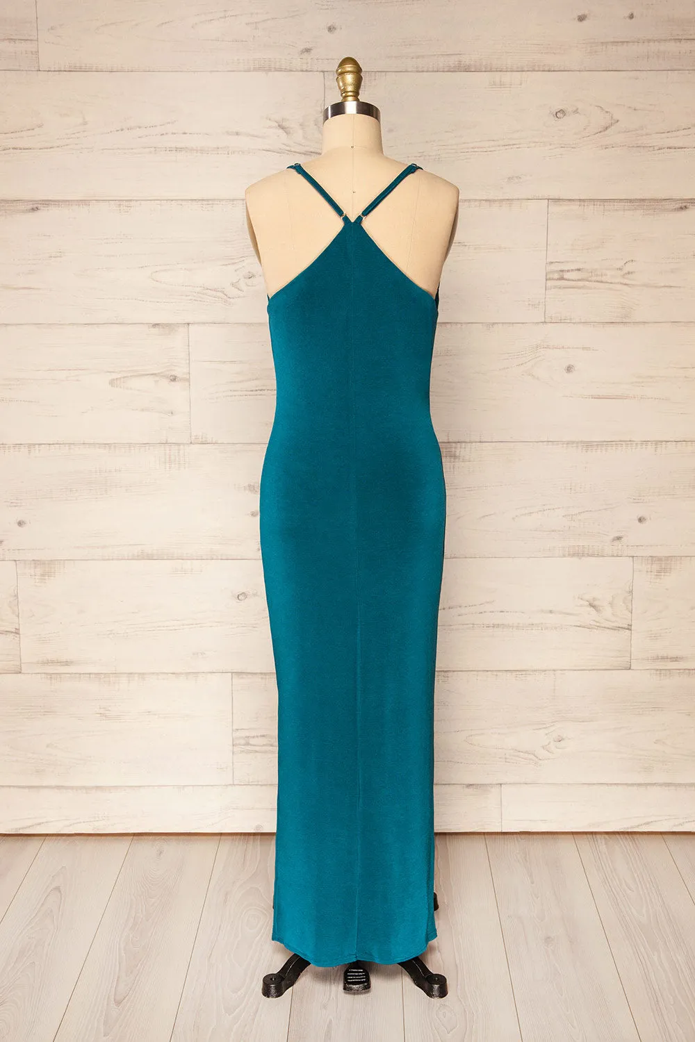 Ardoz Teal | Shimmery Midi Dress w/ Cowl Neck