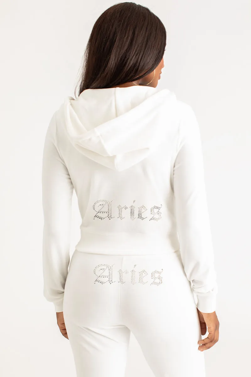 Aries Big Bling Velour Hoodie