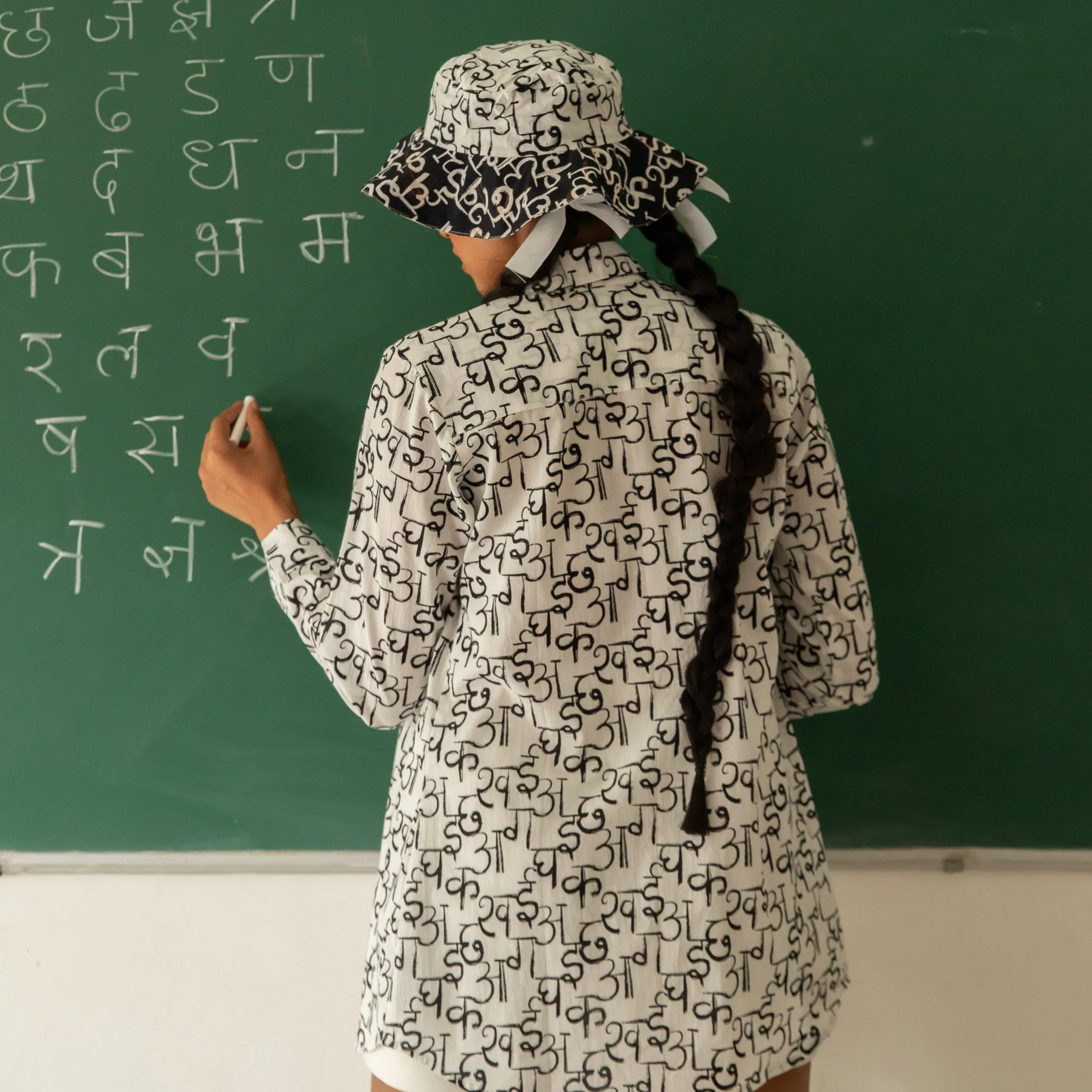 Back to School White Alphabet Cotton Shirt