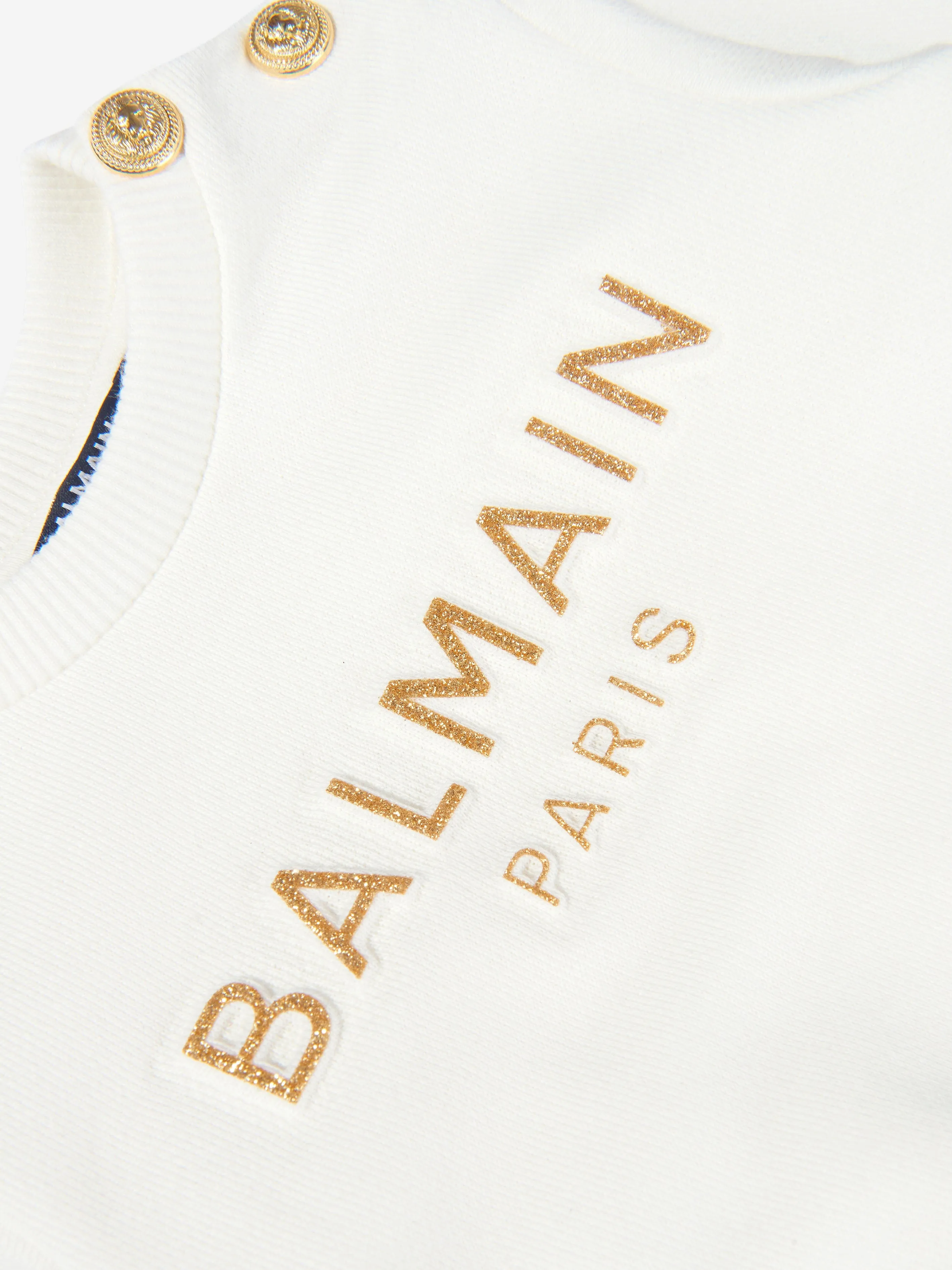 Balmain Baby Girls Logo Sweatshirt in Ivory