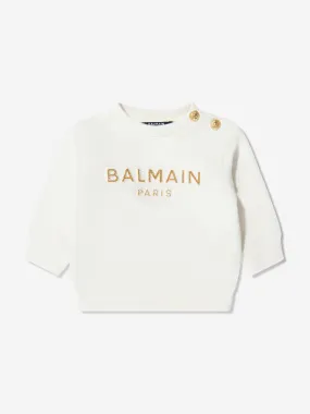 Balmain Baby Girls Logo Sweatshirt in Ivory