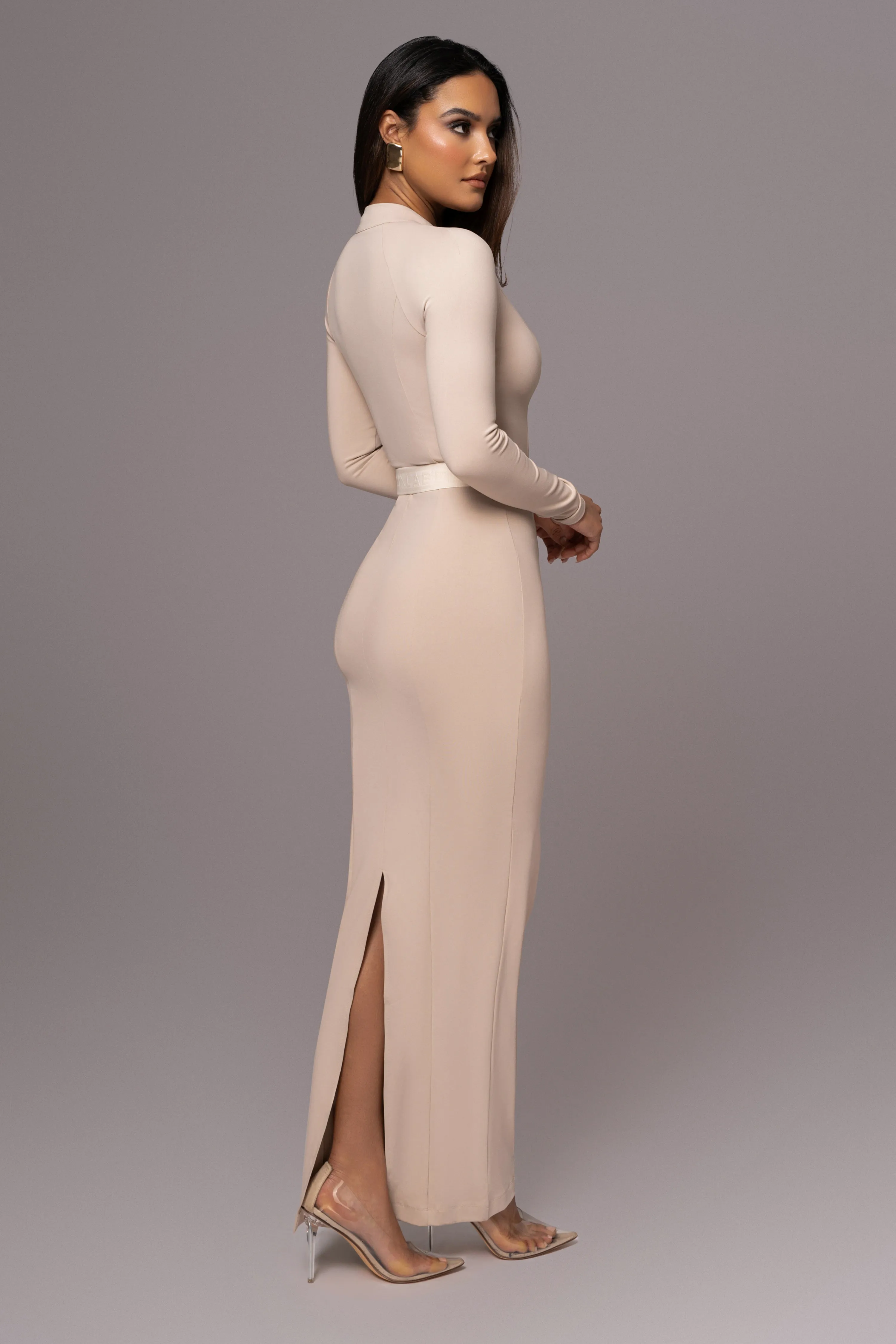 Beige Movement Mock Maxi Dress