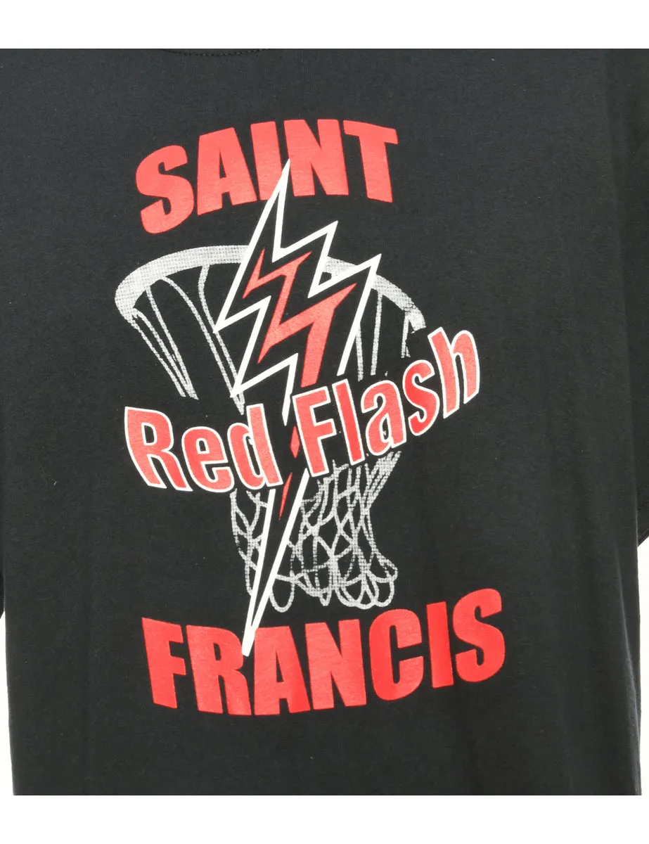 Black Gildan Saint Francis American Football Sports T-shirt - L