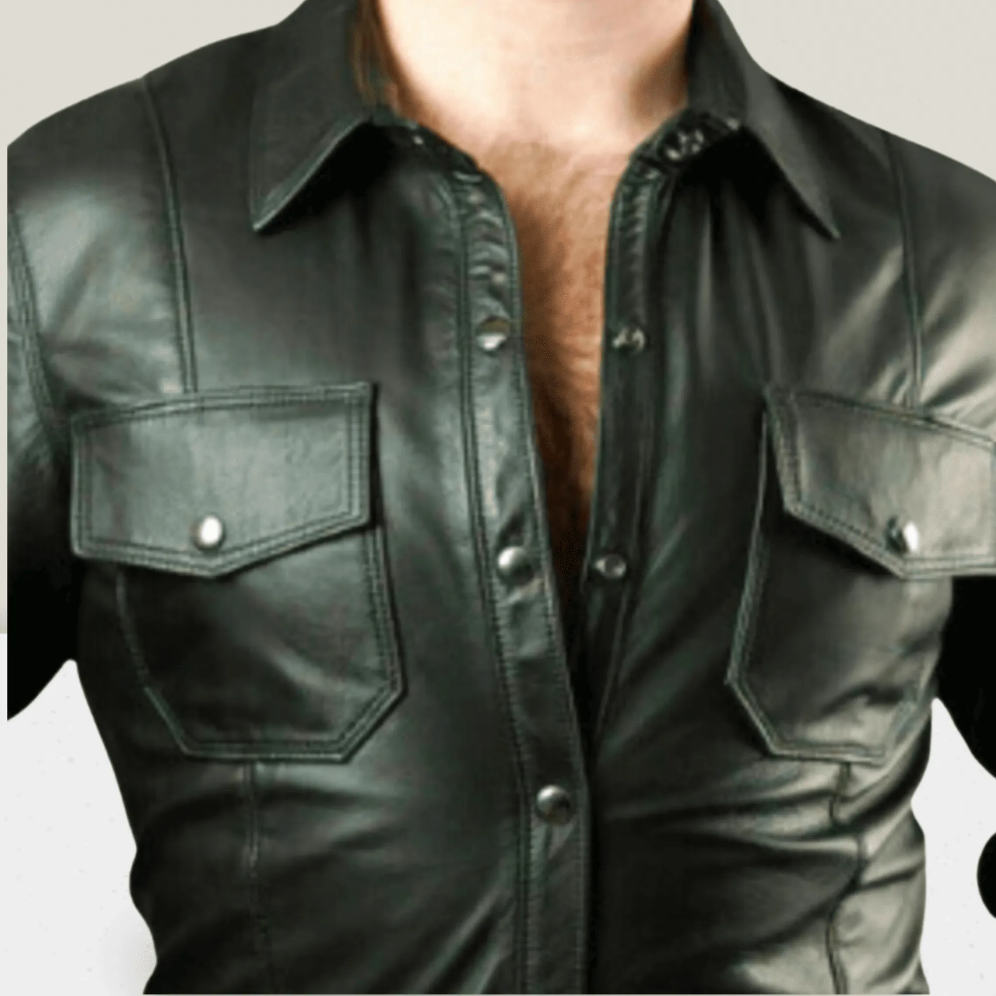 Black Mens Leather Shirt