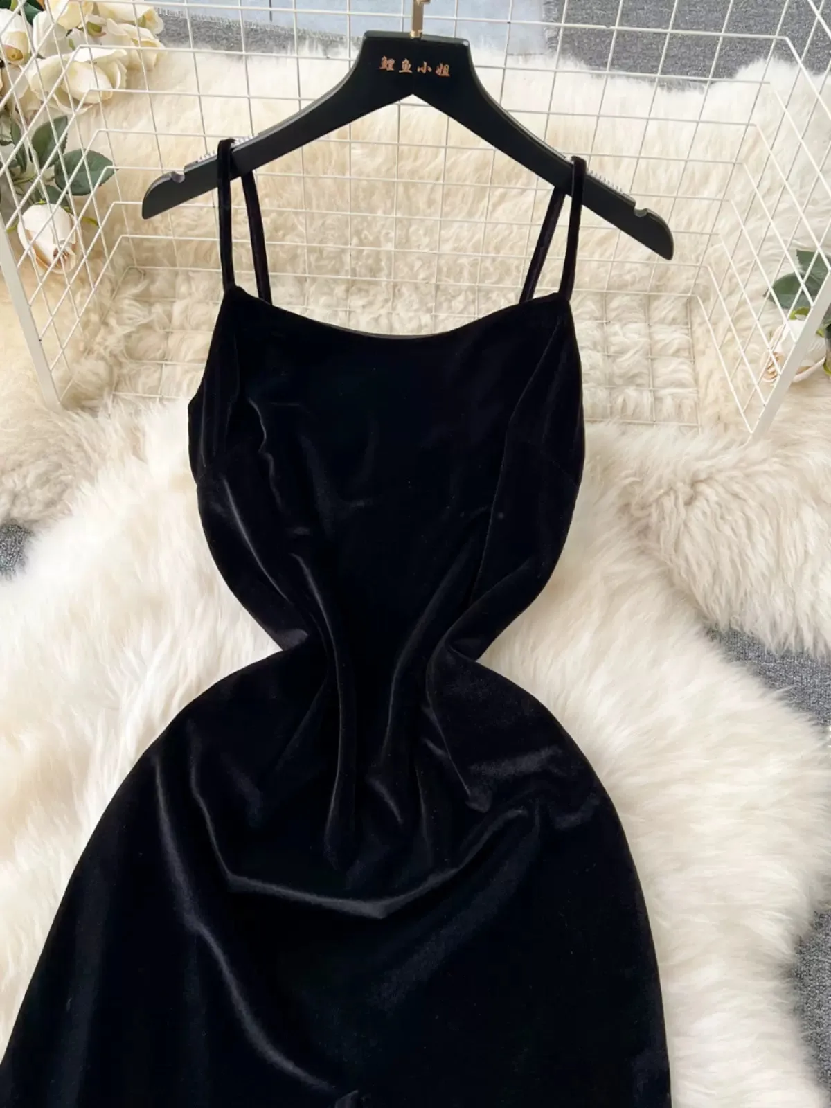 Black Velvet Noir Tiered Cocktail Dress