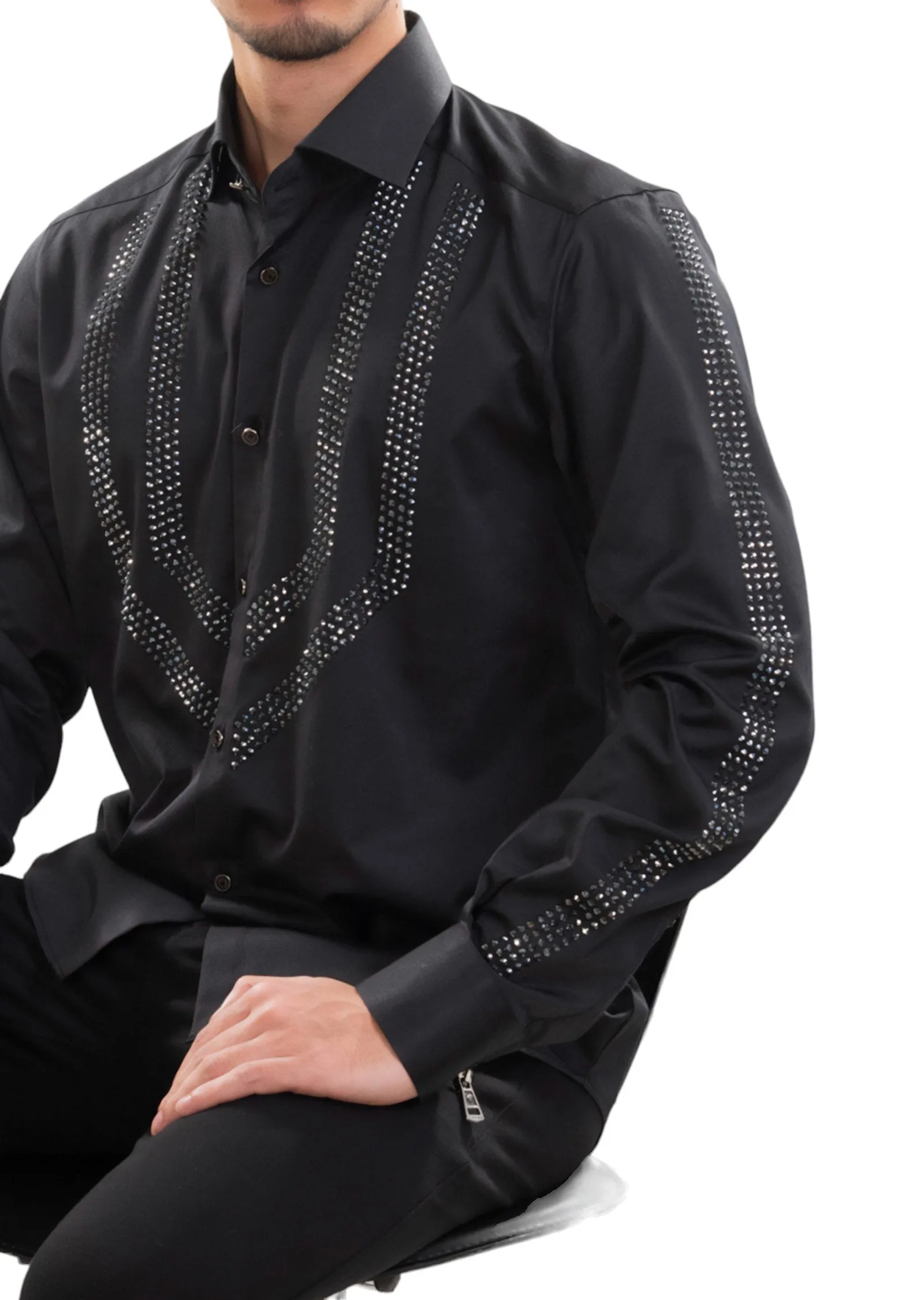 Black Victory Rhinestone Shirt