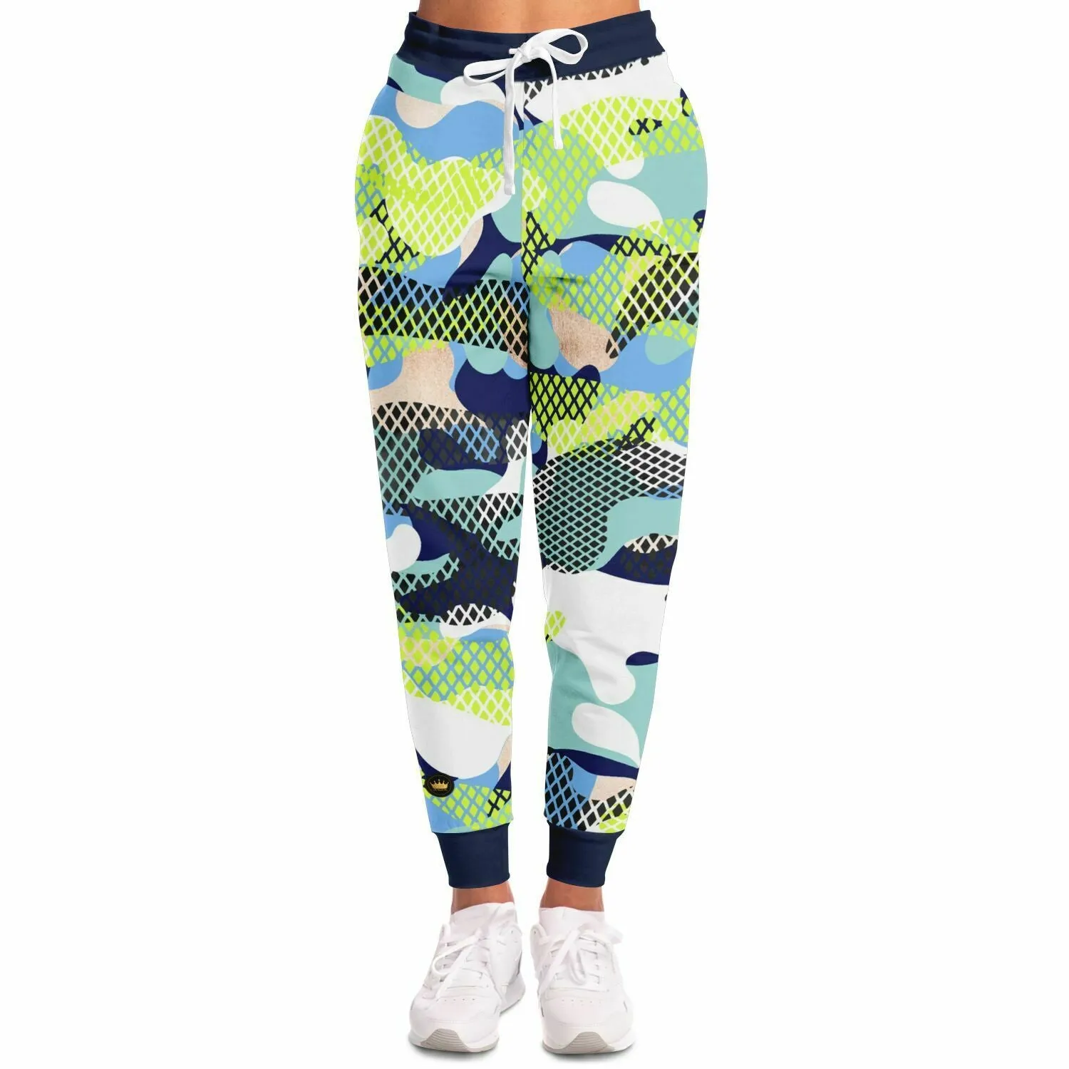 Blue and Lime Eco-Poly Camo Unisex Joggers