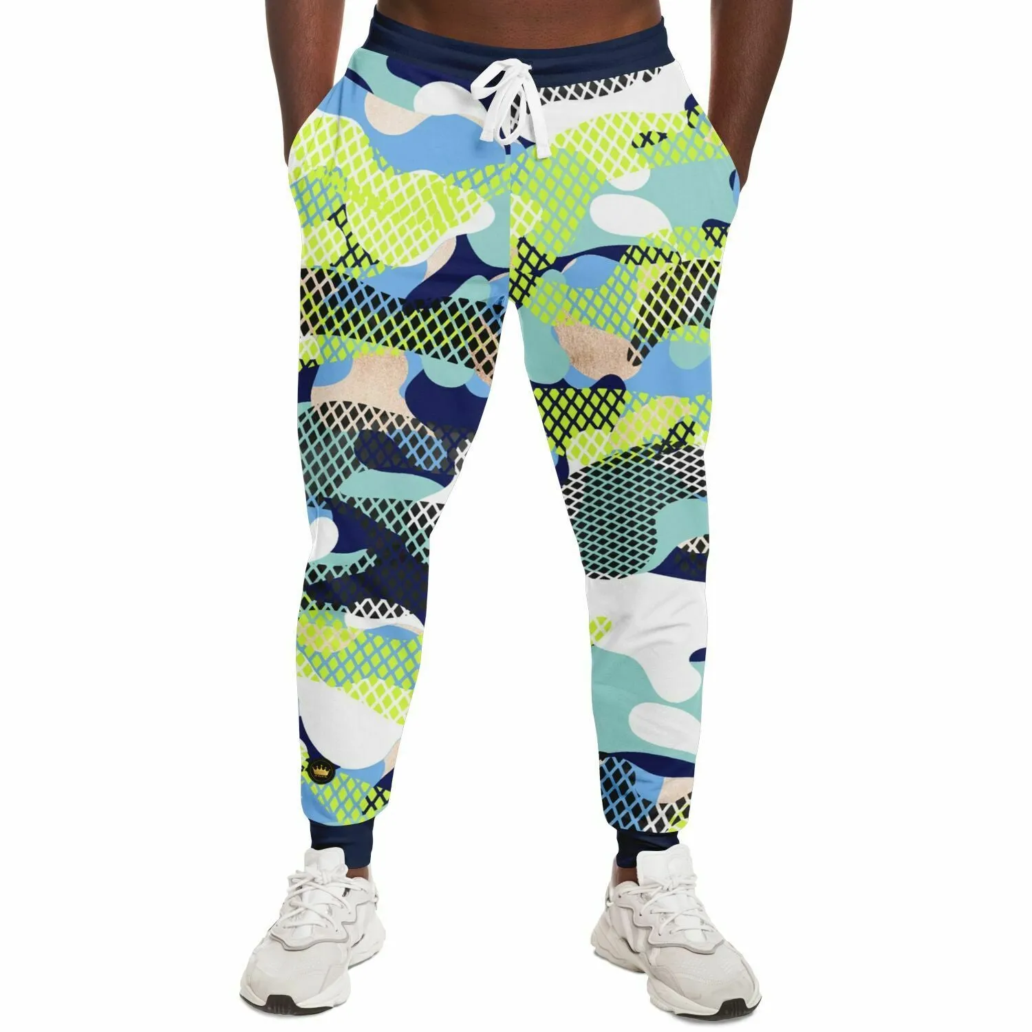 Blue and Lime Eco-Poly Camo Unisex Joggers