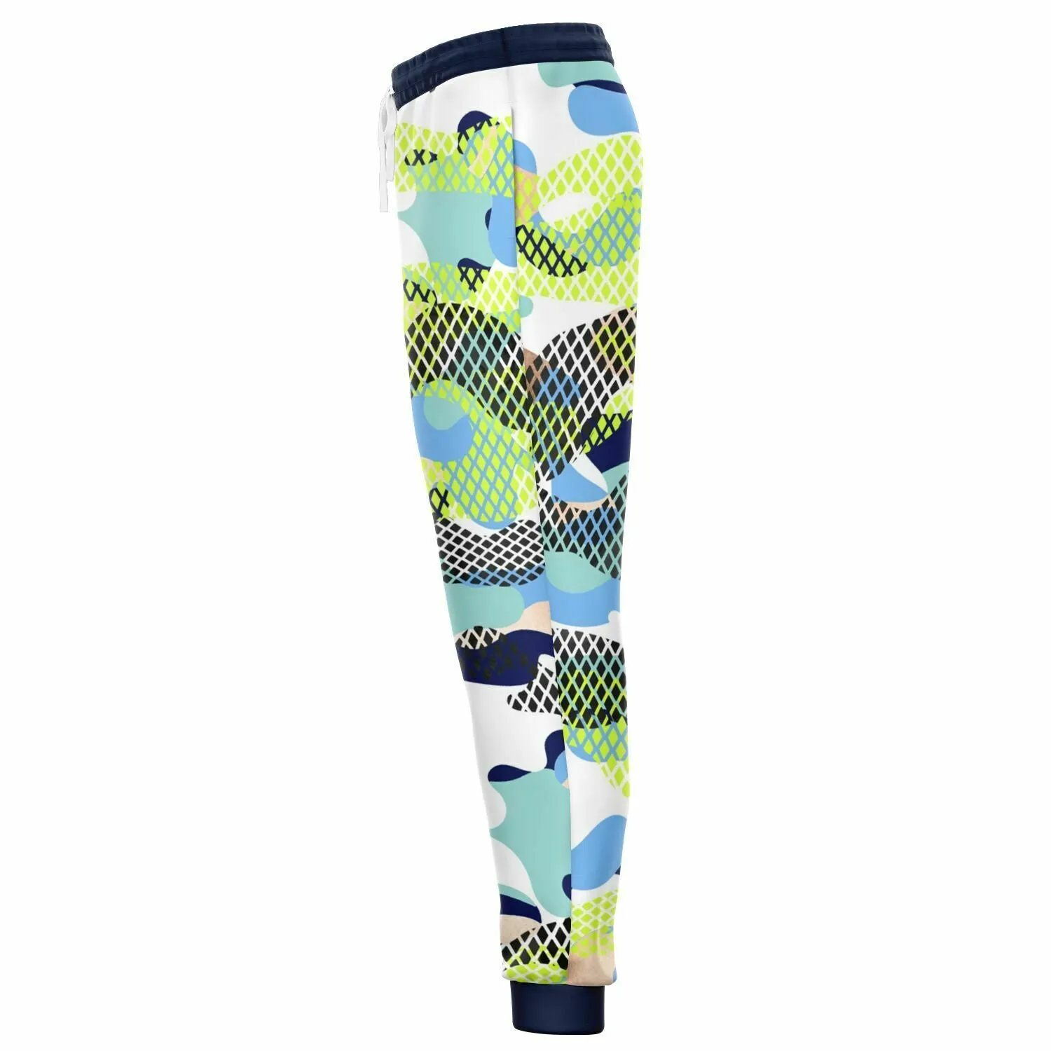 Blue and Lime Eco-Poly Camo Unisex Joggers