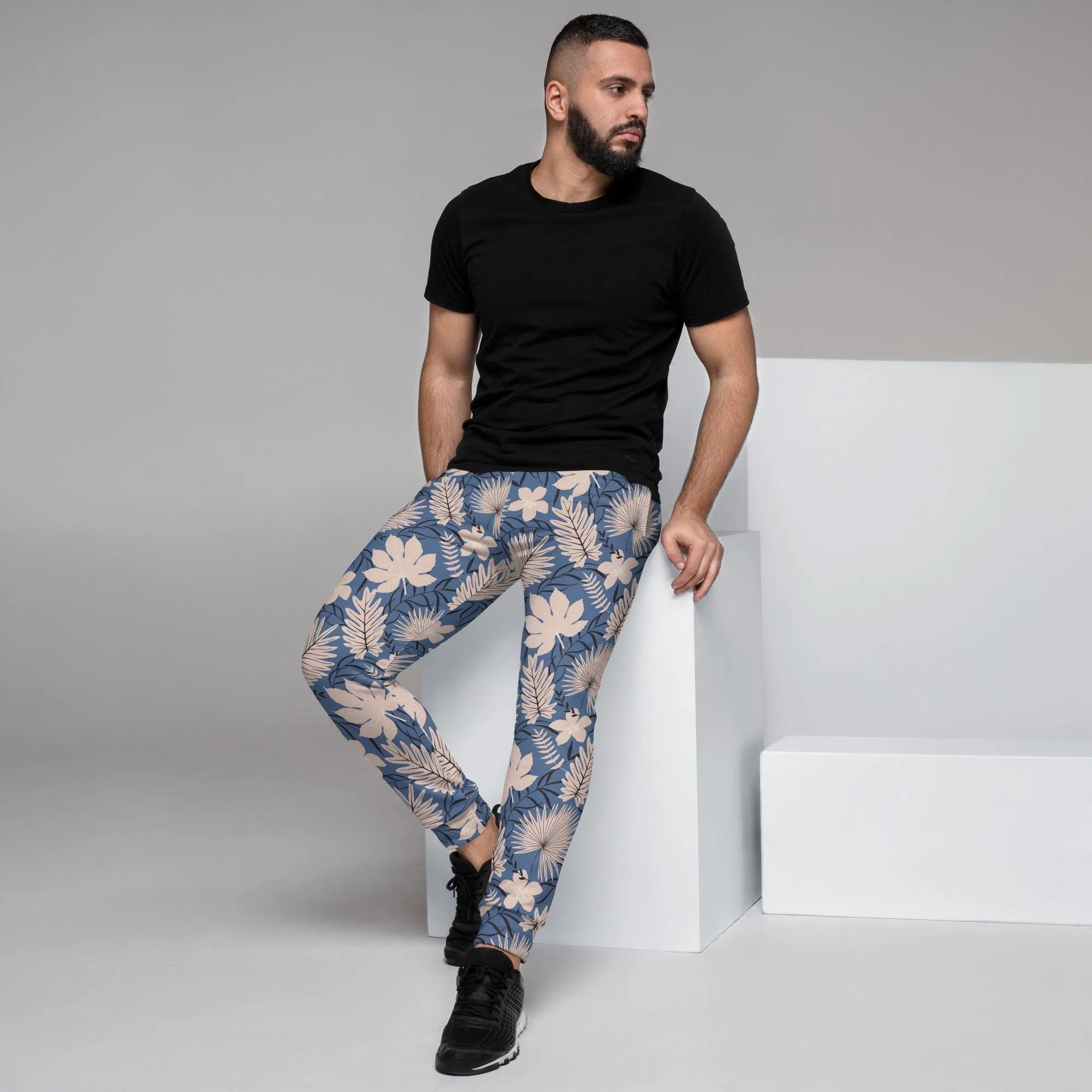 Blue Tropical Flower Men's Street Joggers