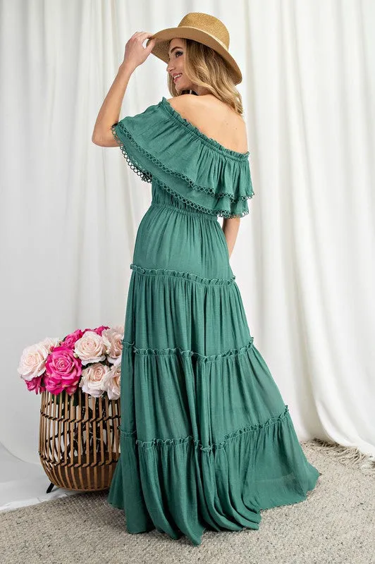 Bohemian Rhapsody Off the Shoulder Maxi Dress