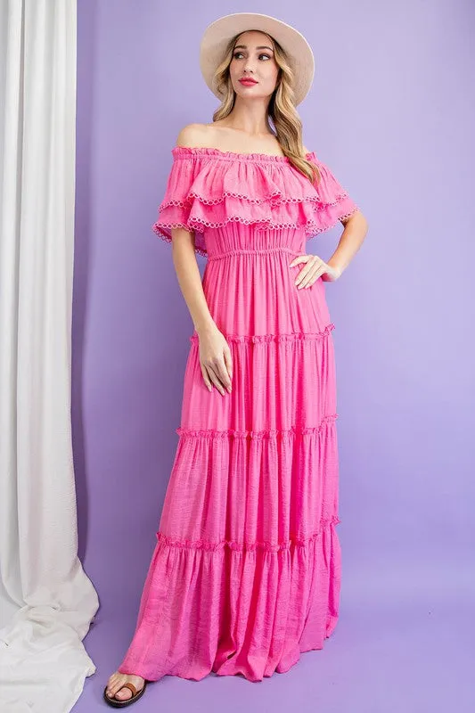 Bohemian Rhapsody Off the Shoulder Maxi Dress