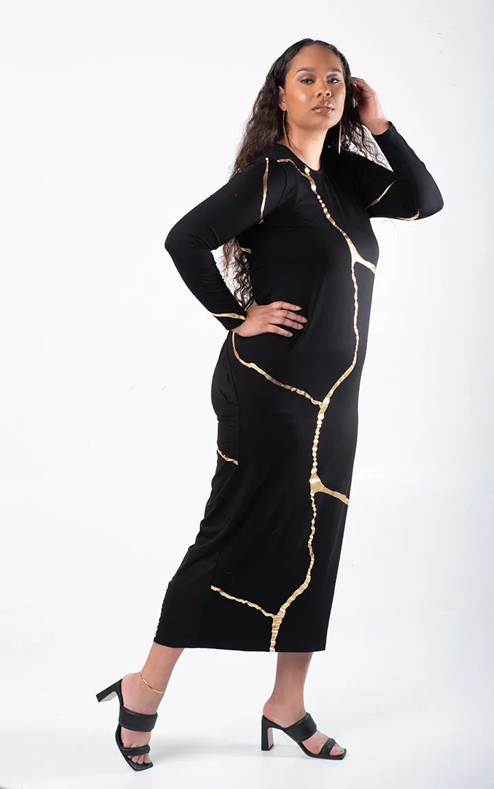 Boho Maxi in Black & Gold