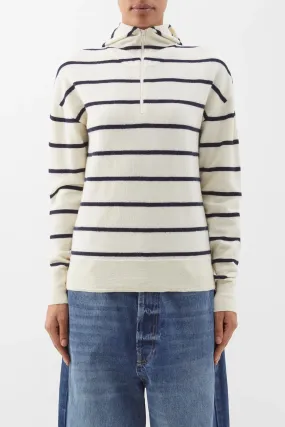 Boiled-cashmere Striped Knit Hoodie