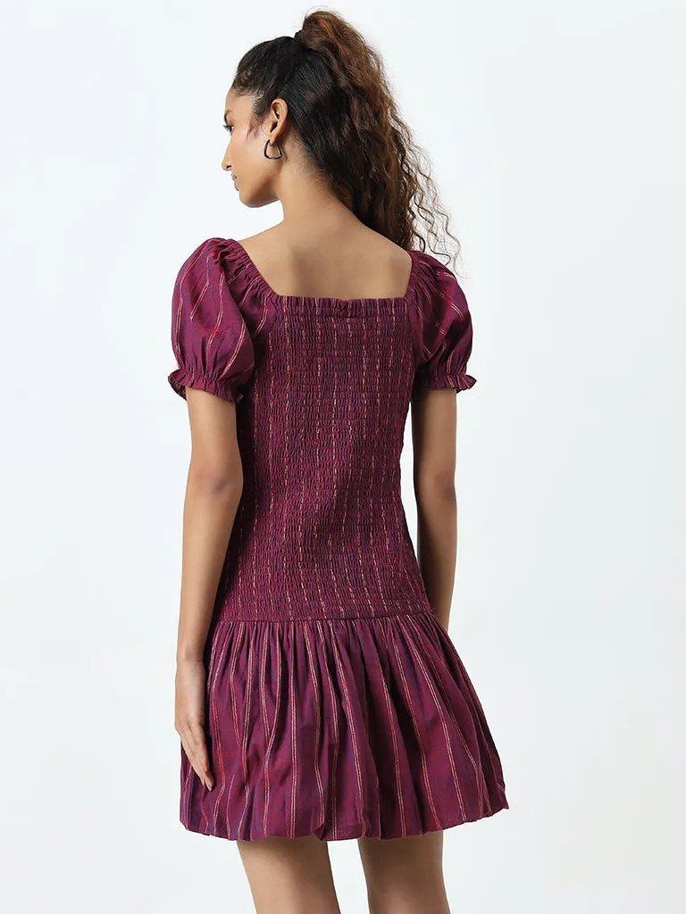 Bombay Paisley Purple Drop-Waist Cotton Blend Dress