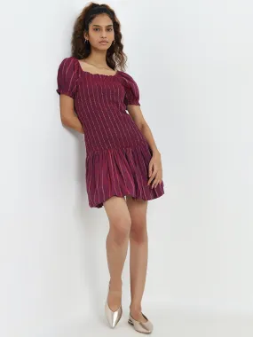 Bombay Paisley Purple Drop-Waist Cotton Blend Dress