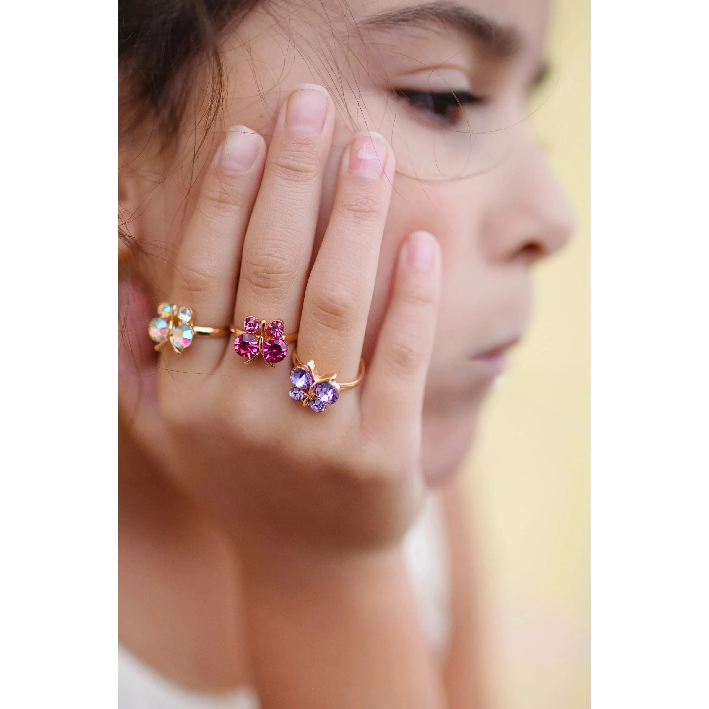 boutique butterfly gem rings, 3 pc