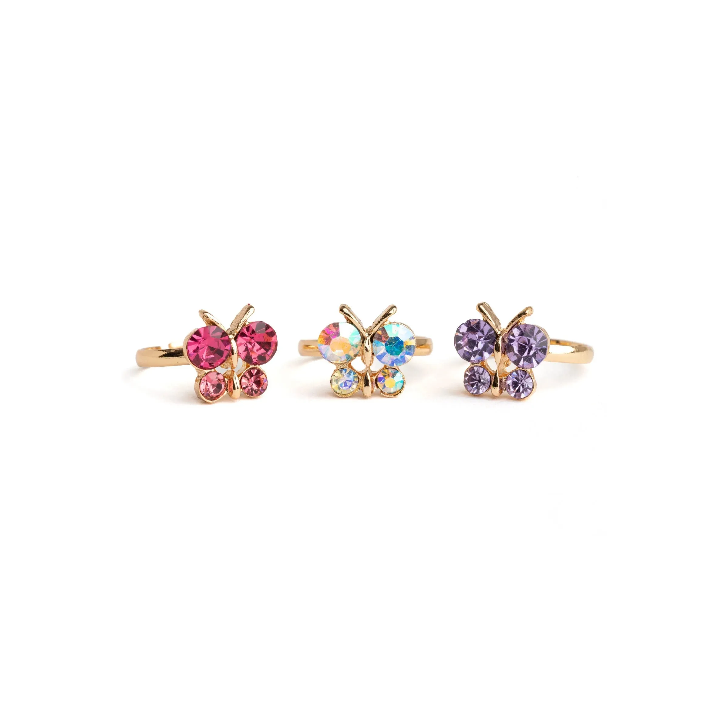 boutique butterfly gem rings, 3 pc