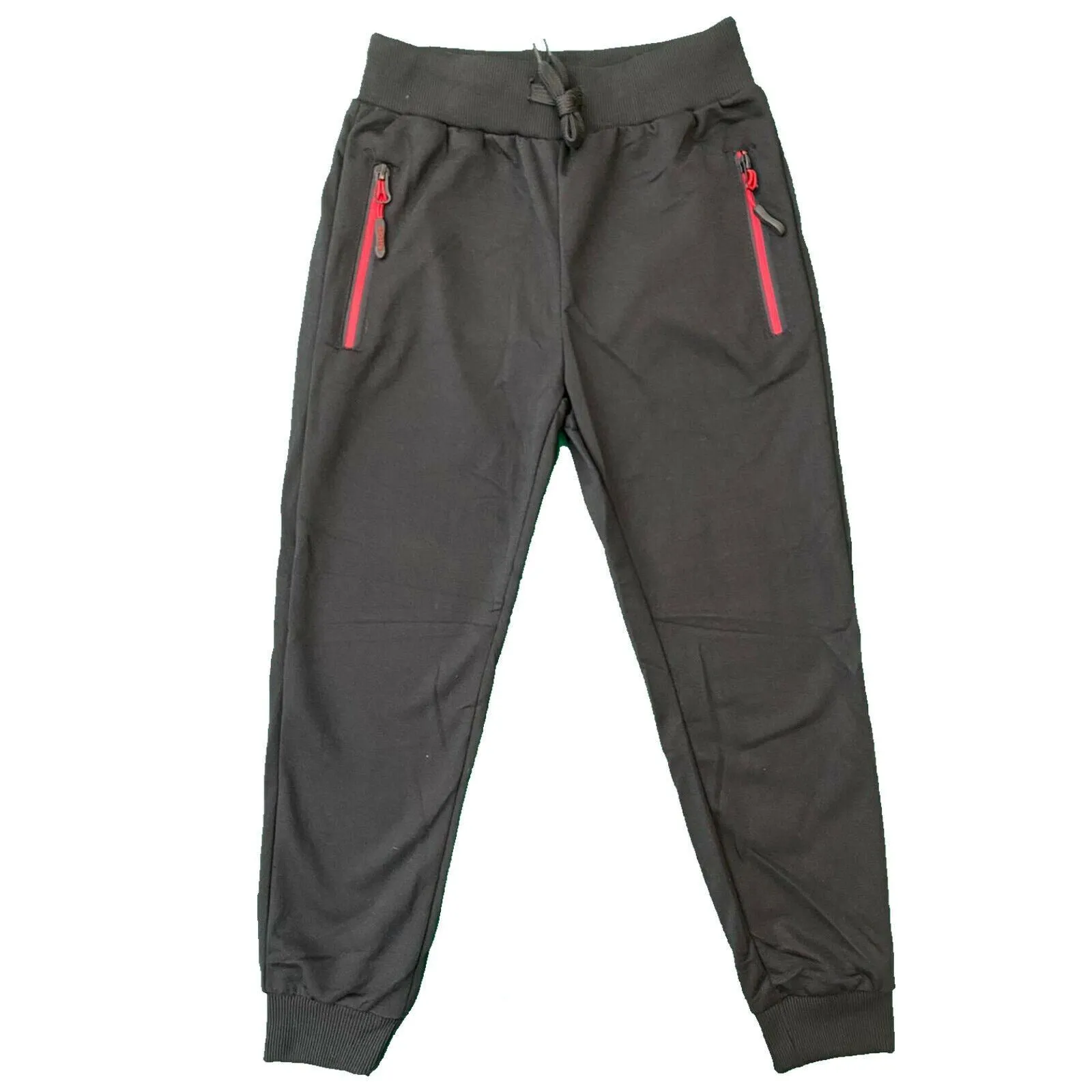 Boys Kids Plain Zip Pocket Jogging Sports Tracksuit Bottoms Joggers PE School
