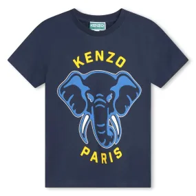 Boys Navy Elephant Print T-Shirt