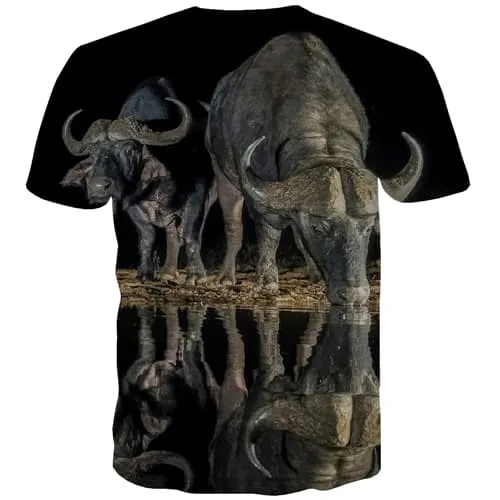 Buffalo T shirts Men Animal Tshirt Anime Water Tshirt Printed Harajuku T shirts Funny