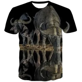 Buffalo T shirts Men Animal Tshirt Anime Water Tshirt Printed Harajuku T shirts Funny