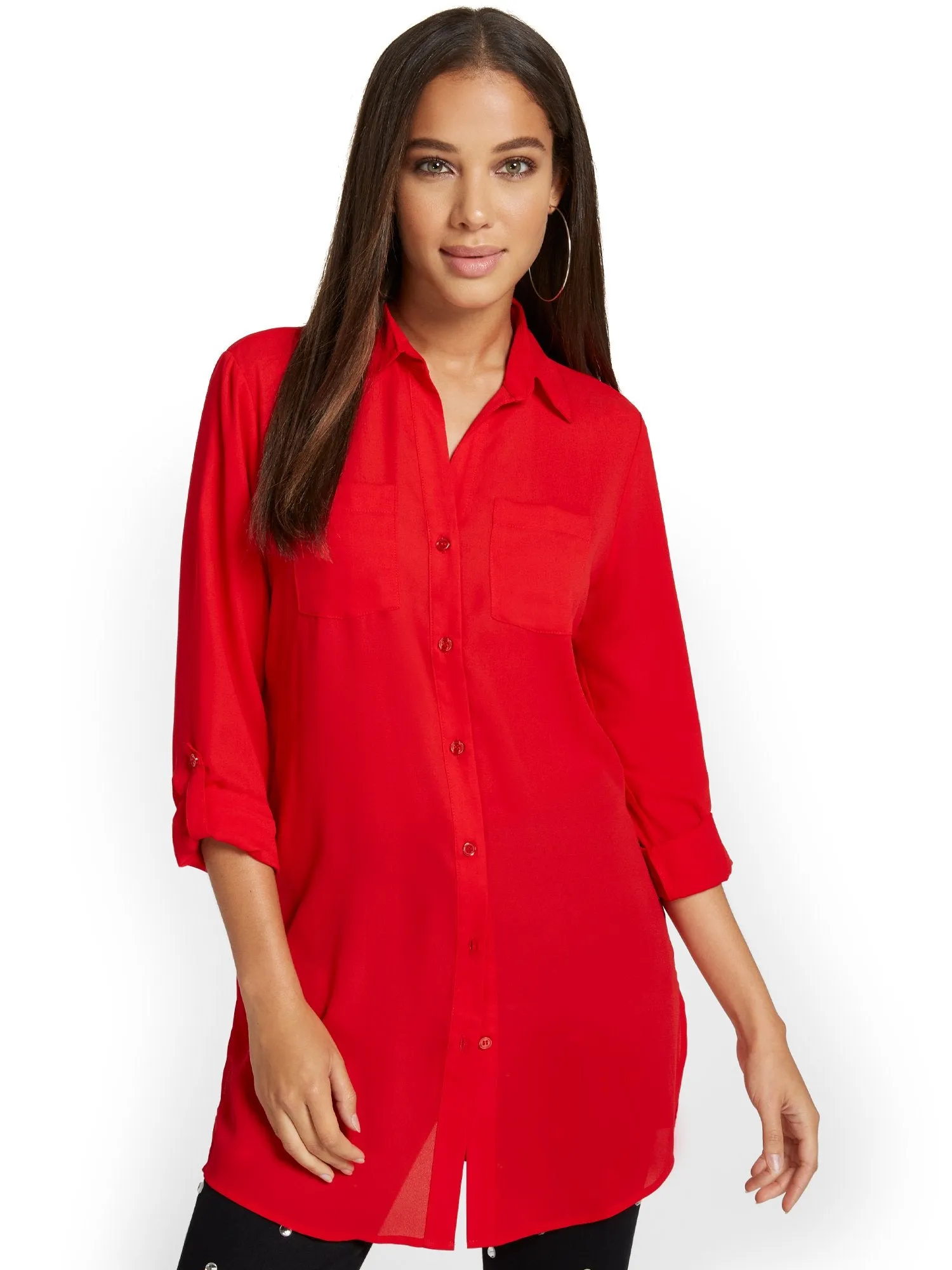 Button-Down Tunic Top