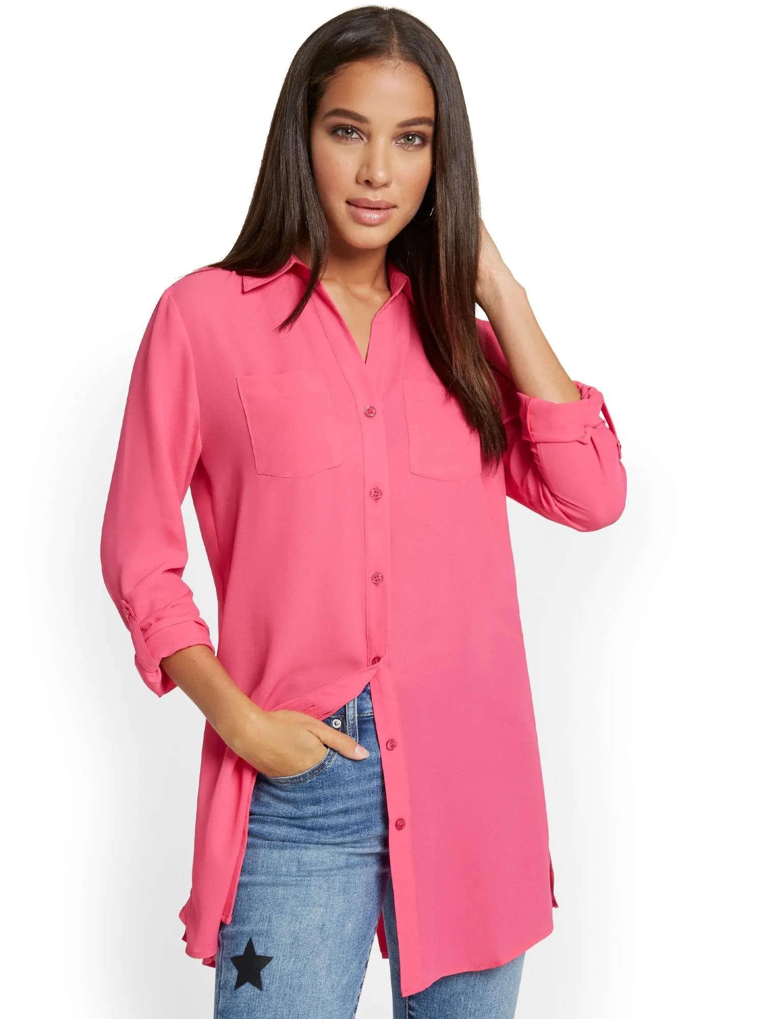 Button-Down Tunic Top