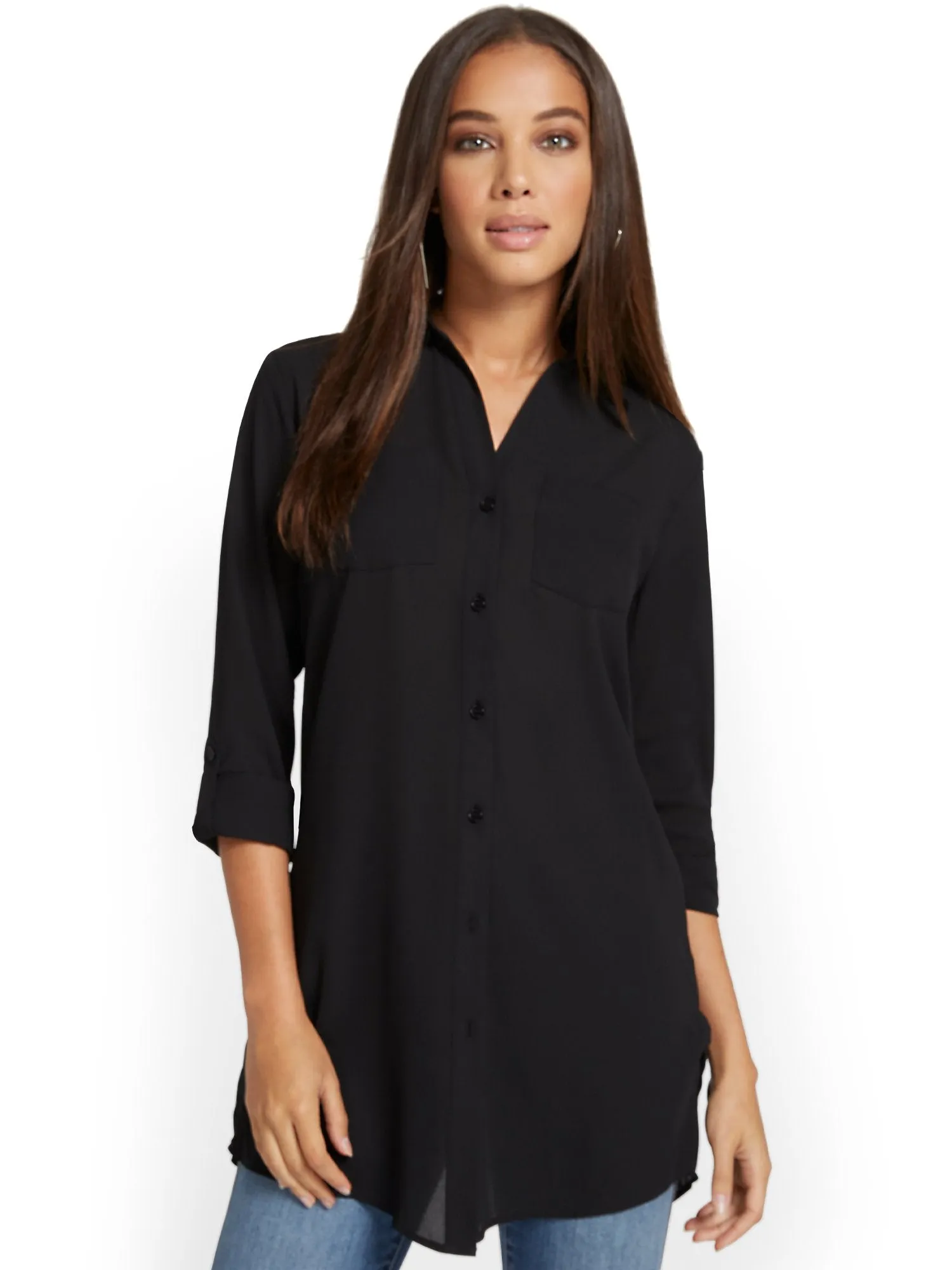 Button-Down Tunic Top