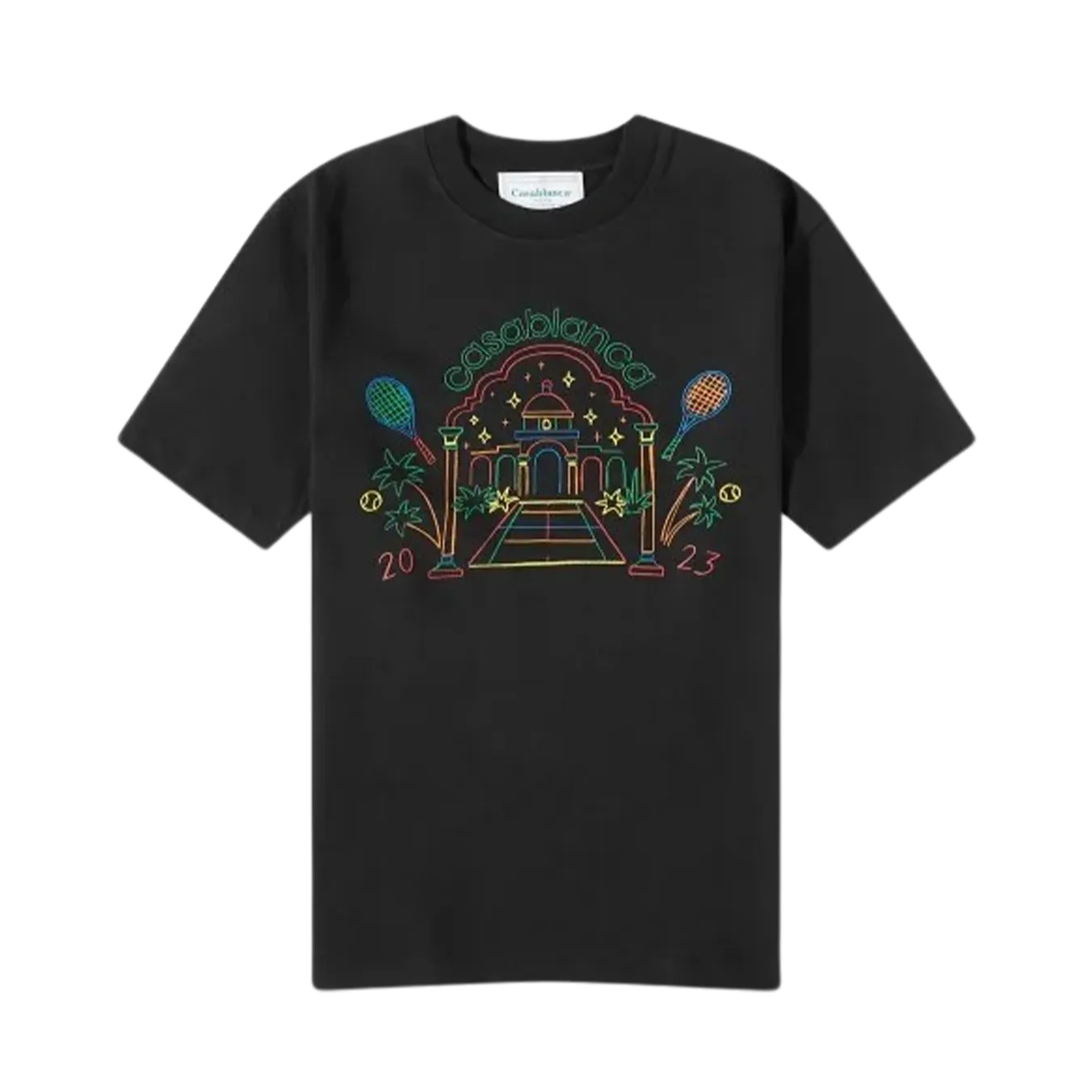 Casablanca Crayon Rainbow Temple T-Shirt 'Black'