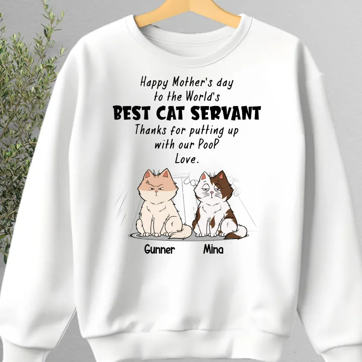 Cat Lovers - Happy Mother's Day To The World Best Cat Servant - Personalized Unisex T-shirt, Hoodie, Sweatshirt (TC)